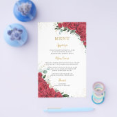 Budget Rode Rozen Bloemen Menu Blad (Enkel)