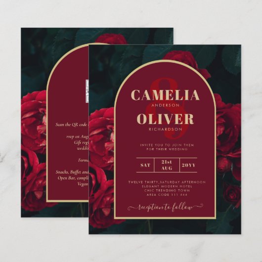 BUDGET Rode Rozen ForestGroene Winter Huwelijksuit (Voorkant / Achterkant)