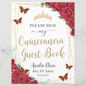 Budget Rode Rozen Quinceanera Verjaardag Gastboek (Voorkant)