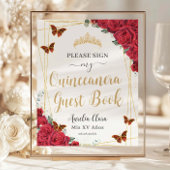 Budget Rode Rozen Quinceanera Verjaardag Gastboek
