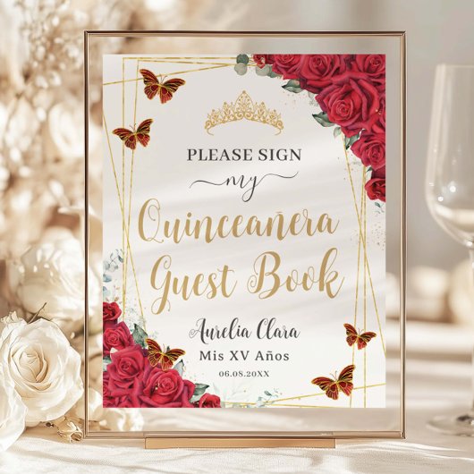 Budget Rode Rozen Quinceanera Verjaardag Gastboek