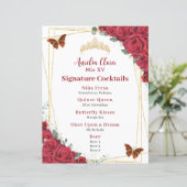 Budget Rode Rozen Quinceanera XV Verjaardagsbar Me (Staand voorkant)