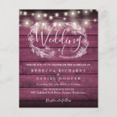 Budget Rode Rustieke Lichten Foto Bruiloft Uitnodi (Voorkant)