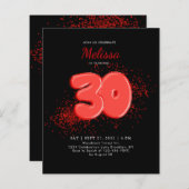 BUDGET Rode zwarte ballonnen Confetti Verjaardag v (Voorkant / Achterkant)