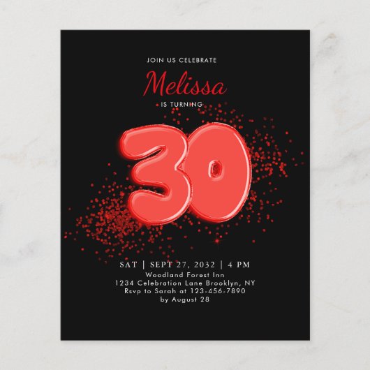 BUDGET Rode zwarte ballonnen Confetti Verjaardag v (Voorkant)