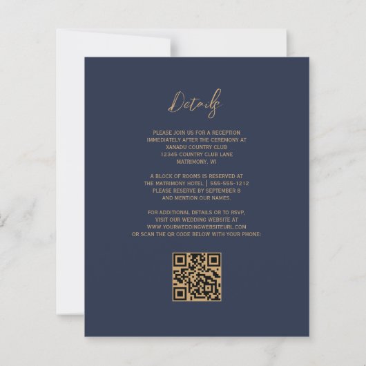 Budget Roest Agaat Marine Blauw QR Code Huwelijksu (Achterkant)