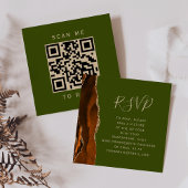 Budget Roest Agaat Olive Wedding QR Code RSVP Informatiekaartje