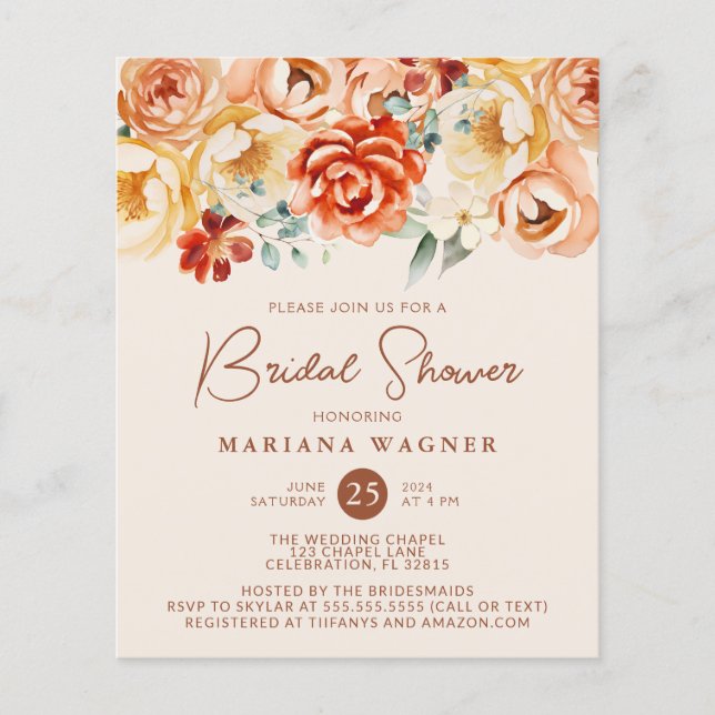 Budget Roest Beige Romantische Bloemrijke Bruids B (Voorkant)