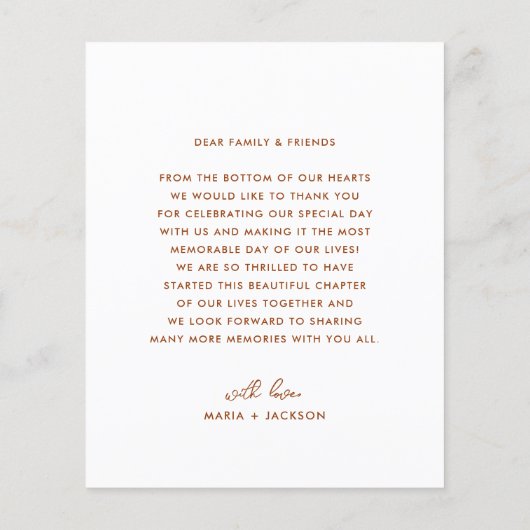 Budget Roest Boho Trouwfoto Dankjewel Flyer (Achterkant)