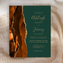 Budget Roest Donkergroene Agaat bruiloft uitnodigi