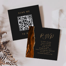 Budget Roest Gold Agaat Dark Wedding QR Code RSVP Informatiekaartje