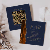 Budget Roest Gold Agaat Navy Wedding QR Code RSVP Informatiekaartje