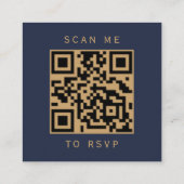 Budget Roest Gold Agaat Navy Wedding QR Code RSVP Informatiekaartje (Achterkant)