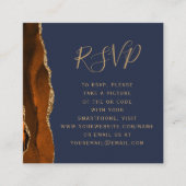 Budget Roest Gold Agaat Navy Wedding QR Code RSVP Informatiekaartje (Voorkant)