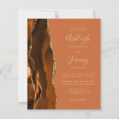 Budget Roest Gold Agaat QR Code Huwelijksuitnodigi (Voorkant)