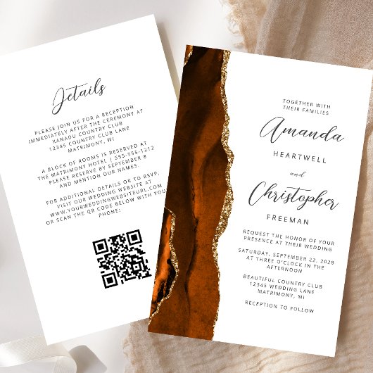 Budget Roest Goud Agaat QR Code Trouwen