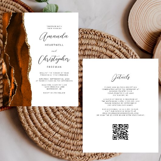 Budget Roest Goud Agaat QR Code Trouwen