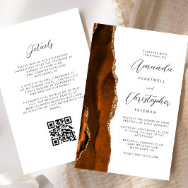 Budget Roest Goud Agaat QR Code Trouwkaart