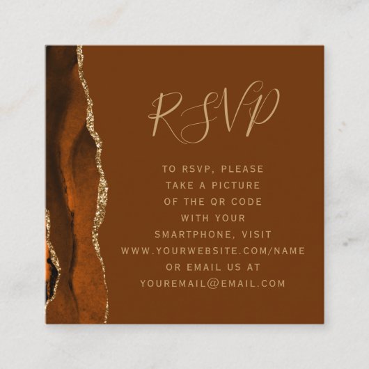 Budget Roest Gouden Agaat Bruin Huwelijk QR Code R Informatiekaartje (Voorkant)
