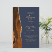Budget Roest Gouden Agaat Marine Blauw Script Trou (Staand voorkant)