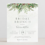 Budget Roesti Winter Greenery Bridal Brunch Invite<br><div class="desc">Mooie,  betaalbare bruidbrunchuitnodigingen met handbeschilderde botanische waterverf illustraties van wintergroene,  pijns- en sparsbessen,  keien en holbessen. Ideale keuze voor wintervakantie of kerstvakantie-bruiloften.</div>