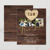 Budget roestieke fotocollage bruiloftsinvitatie (Voorkant / Achterkant)