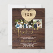 Budget roestieke fotocollage bruiloftsinvitatie (Voorkant)