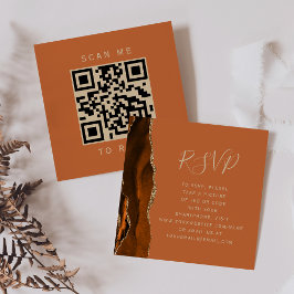 Budget Roestig Goud Agaat Huwelijk QR Code RSVP Informatiekaartje