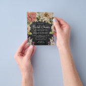 Budget roestvrij floral wood bridal douche-uitnodi flyer (Hand)