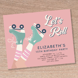 Budget Roller Skating Birthday Party Invitation