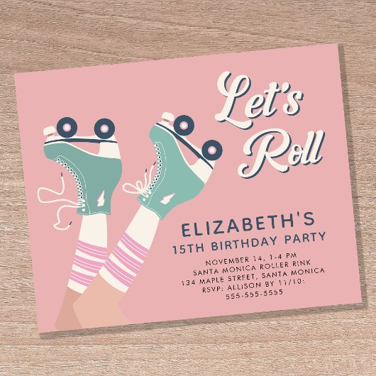 Budget Roller Skating Birthday Party Invitation
