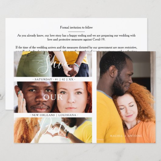 Budget Romantic 4 Wedding Engaged Photos Collage (Voorkant / Achterkant)