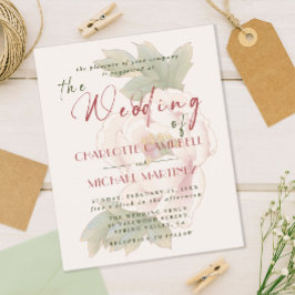 BUDGET Romantic Blush Peony Floral Wedding Invites