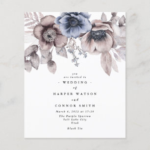 Budget Romantic Elegant Waterverf Floral Wedding Flyer