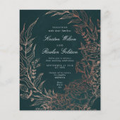 Budget Romantic Emerald Wreath Copper Wedding Flyer (Voorkant)