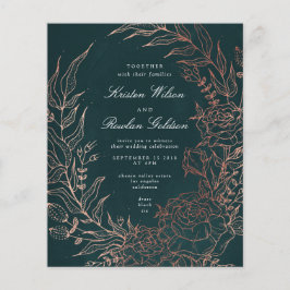 Budget Romantic Emerald Wreath Copper Wedding Flyer
