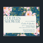 Budget Romantic Floral Blue Couples Shower Invite<br><div class="desc">Begroting voor  Romantische Florals in Blue Couples - Uitnodiging voor blauw paren</div>