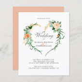 BUDGET Romantic Floral Heart Wreath Weddenschap (Voorkant / Achterkant)