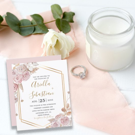 Budget Romantic Floral, Roze Roses Gold