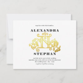 Budget Romantic Flourish Calligraphy Wedding Gold Kaart