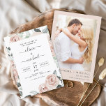 Budget Romantic Foto Stusty Pink Floral Wedding Flyer<br><div class="desc">Budget Dusty Pink Floral Rozen en Eucalyptus Botanical Greenery Waterverf Wedding Spring of Summer Photo of Afbeelding Wedding Invitations - omvat prachtige en elegante scripttypografie met moderne tropische botanische bloemen en groen voor de speciale viering op de huwelijksdag.</div>