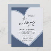 Budget Romantic Heart QR Code Dusty Blue Wedding (Voorkant / Achterkant)
