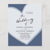 Budget Romantic Heart QR Code Dusty Blue Wedding (Voorkant)