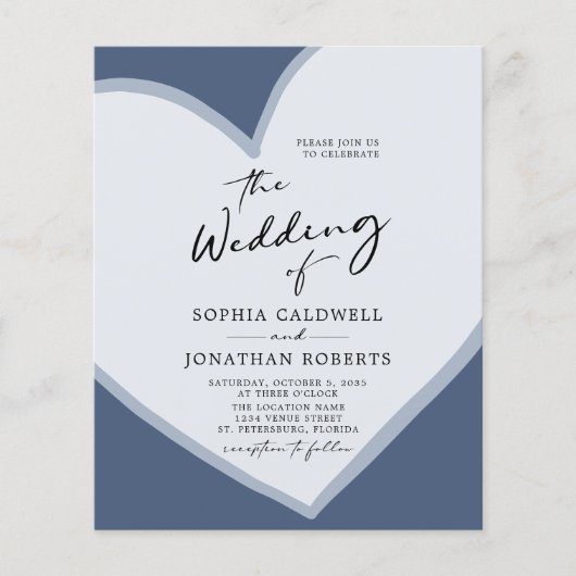 Budget Romantic Heart QR Code Dusty Blue Wedding (Voorkant)