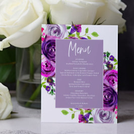 Budget Romantic Paars Floral Menu Kaart