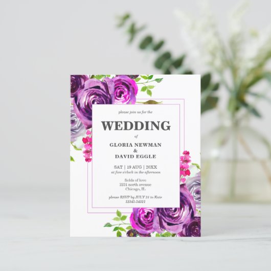 Budget Romantic Paarse Floral Wedding (Staand voorkant)