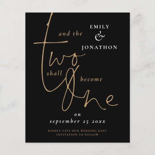 Budget Romantic Quote Black Gold Weduwnaar Opslagd (Voorkant)