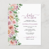 Budget Romantic Roos Flower Baby shower Invitation (Voorkant)