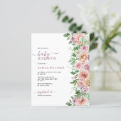Budget Romantic Roos Flower Baby shower Invitation (Staand voorkant)