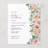 Budget Romantic Roos Flower Baby shower Invitation (Voorkant)